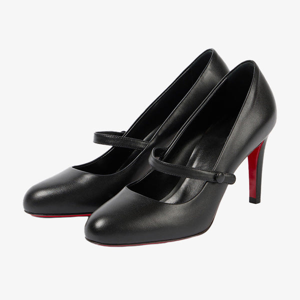 Black Leather Almond Toe Pumps