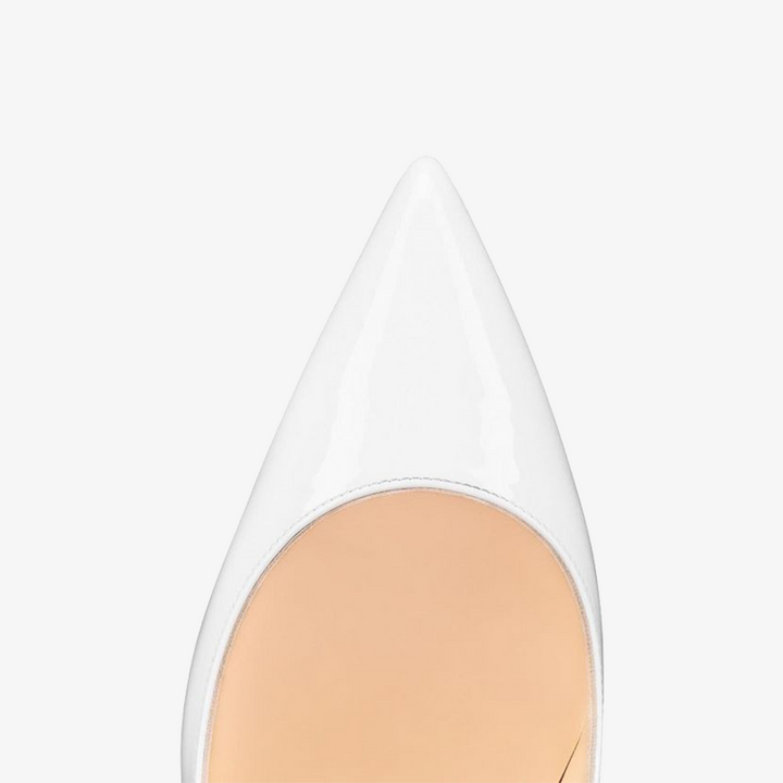 White Patent Leather Pumps with Pointed Toe - ARNO CONTI