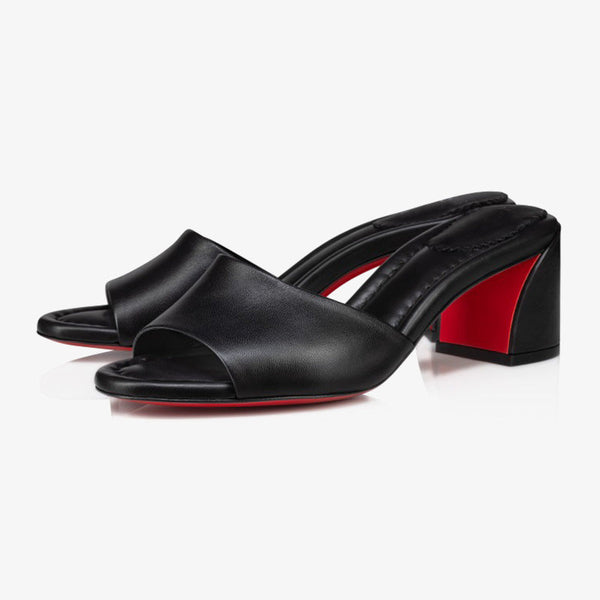 Black Leather Summer Wedge Sandals