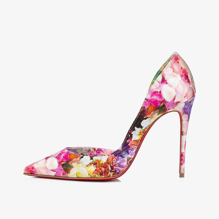 Crepe Satin Floral Print Pumps - ARNO CONTI