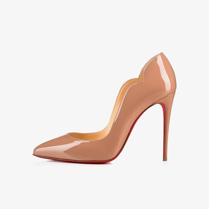 Glossy Beige Patent Leather Stiletto - ARNO CONTI