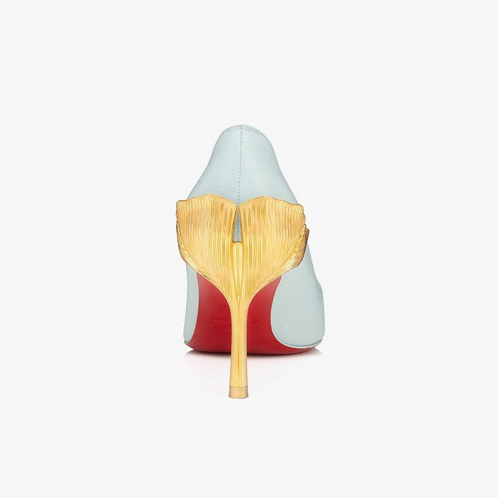 Iceberg Blue Leather Pump with Ginkgo Leaf Heel - ARNO CONTI