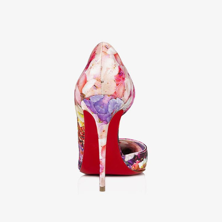 Crepe Satin Floral Print Pumps - ARNO CONTI