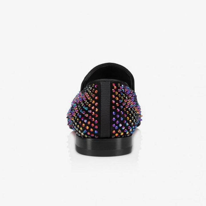 Multicolor Strass Adorned Suede Loafers - ARNO CONTI