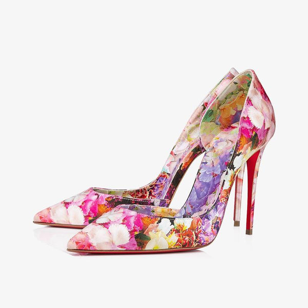 Crepe Satin Floral Print Pumps - ARNO CONTI