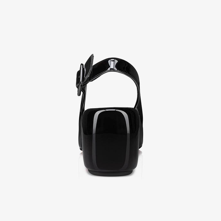 Black Patent Leather Pumps with Square - ARNO CONTI
