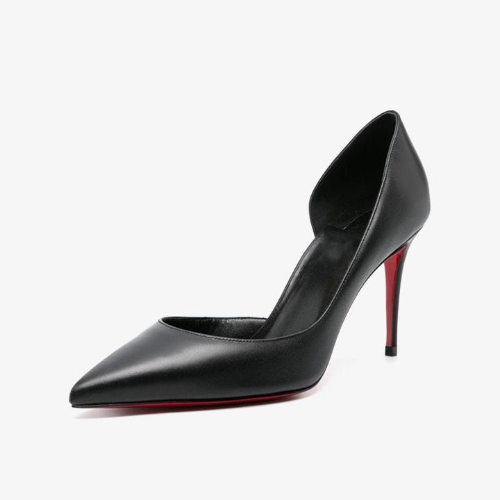 Black Calf Leather Pointed Toe Pumps - ARNO CONTI