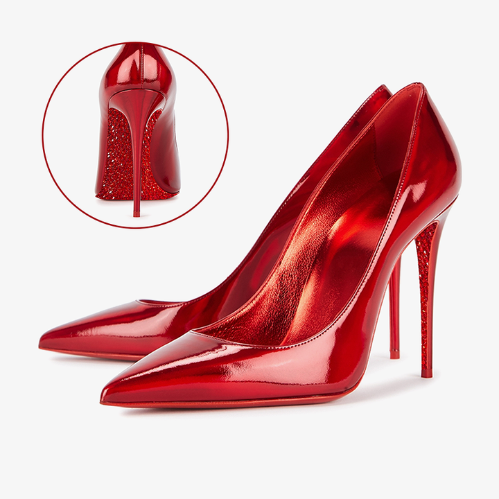 Red Patent Stiletto Pump Sparkling Sole - ARNO CONTI