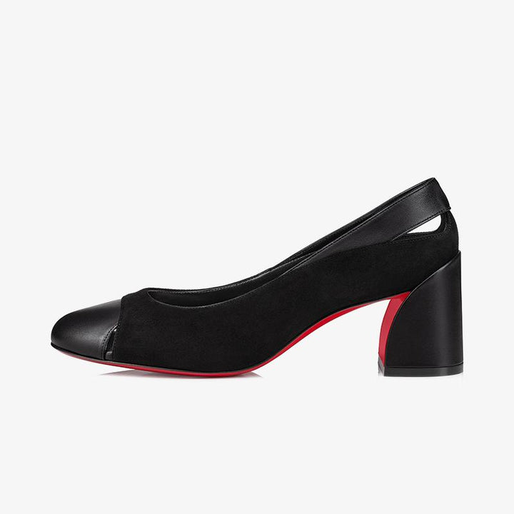 Black Velours and Leather Pumps with 60 mm - ARNO CONTI