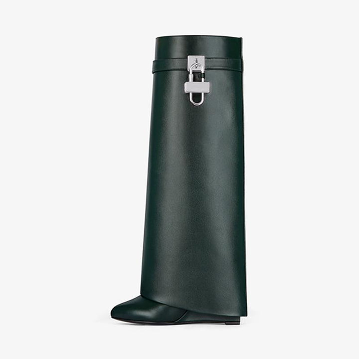 Elegant Green Calfskin High Boots - Arno Conti Shoe