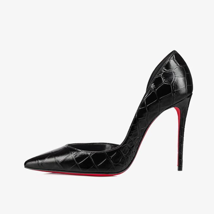 Black Alligator-Embossed Calf Leather Pump - ARNO CONTI