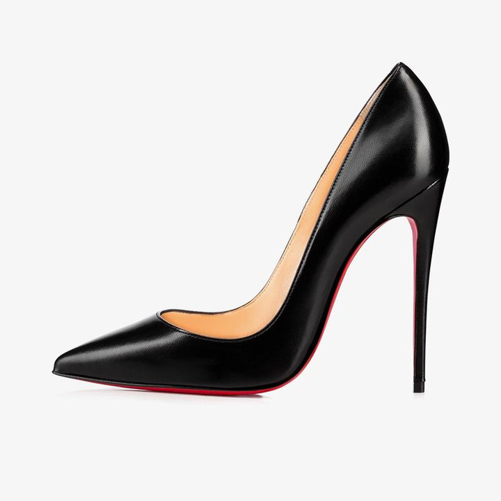 Timeless Black Leather Pumps with 120mm Heel - ARNO CONTI